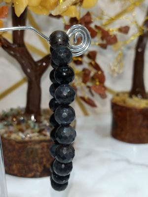 Natural Black Tourmaline Diamond Cut Bracelet